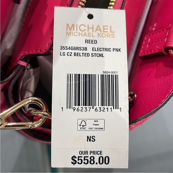 MICHAEL KORS 
Reed Large Graphic Logo Belted Satchel
Electric Pink 
NWT - Picture 6 of 10